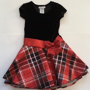 Holiday Red & Black plaid velvet dress - size 5